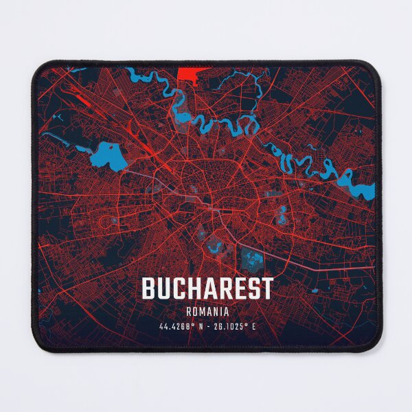 Item preview, Bucharest Red & Blue Minimalist Map designed and sold by HomeLivingCo.