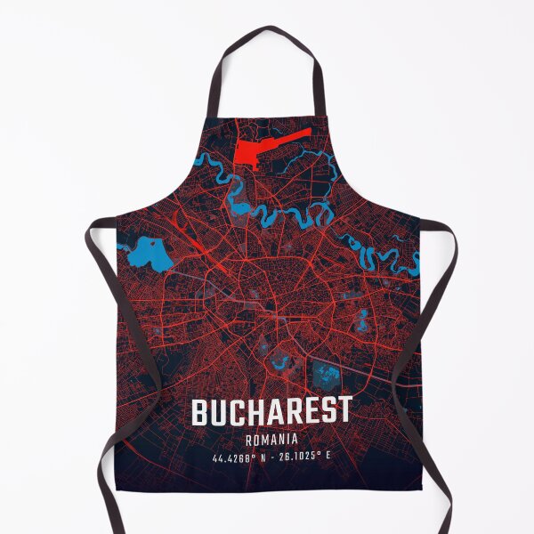 Item preview, Bucharest Red & Blue Minimalist Map designed and sold by HomeLivingCo.