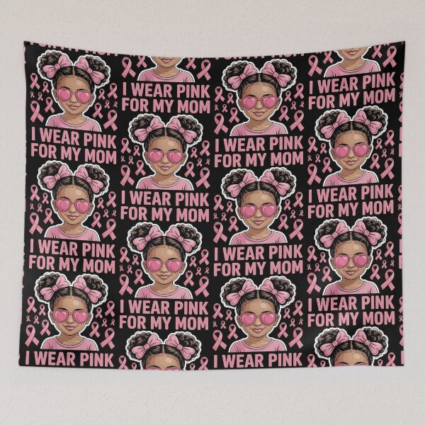 Item preview, I Wear Pink for My Mom Breast Cancer Afro Girls Toddlers designed and sold by BLZART.