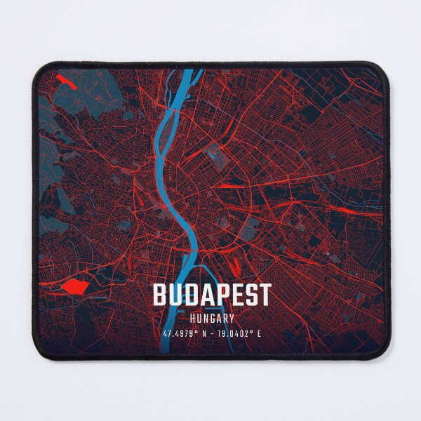 Item preview, Budapest Red & Blue Minimalist Map designed and sold by HomeLivingCo.