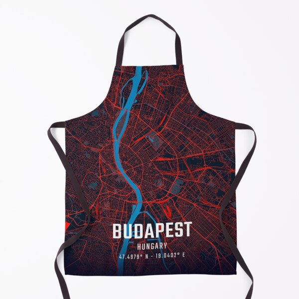 Item preview, Budapest Red & Blue Minimalist Map designed and sold by HomeLivingCo.