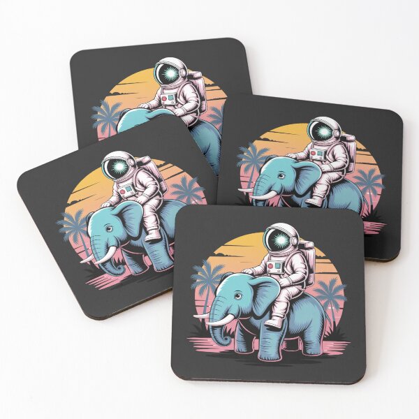 Item preview, Astronaut with Elephant – Summer Neon Tropical Space Design designed and sold by ColorSplash123.