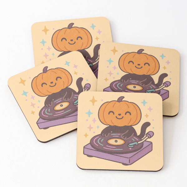 Item preview, Pumpkin Cat DJ on Turntable designed and sold by MythicPixel.