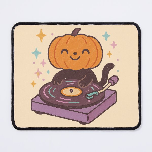 Item preview, Pumpkin Cat DJ on Turntable designed and sold by MythicPixel.