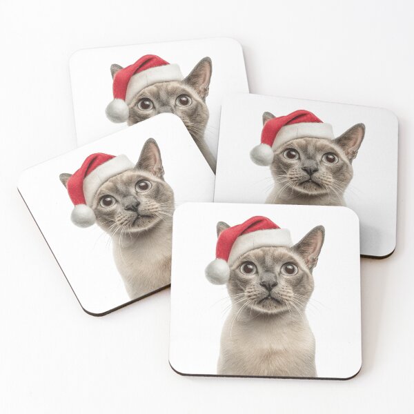 Item preview, Tonkinese cat with Christmas Hat – Festive Tonkinese cat Xmas Design designed and sold by LazyOwlStore.