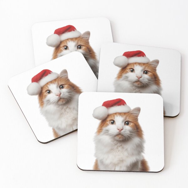 Item preview, Turkish Van cat with Christmas Hat – Festive Turkish Van cat Xmas Design designed and sold by LazyOwlStore.