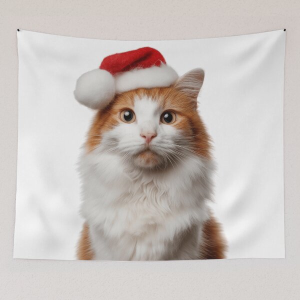 Item preview, Turkish Van cat with Christmas Hat – Festive Turkish Van cat Xmas Design designed and sold by LazyOwlStore.