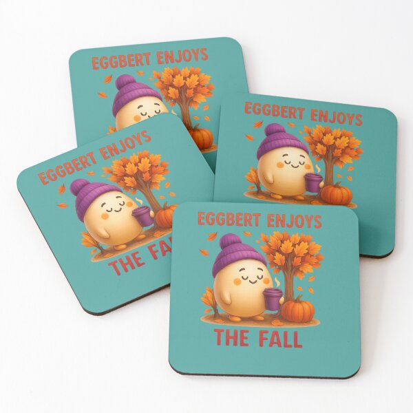 Item preview, Eggbert in Autumn – Cozy Vibes & Falling Leaves Eggbert en automne – Douceur, feuilles et chocolat chaud designed and sold by Drawingshirts.