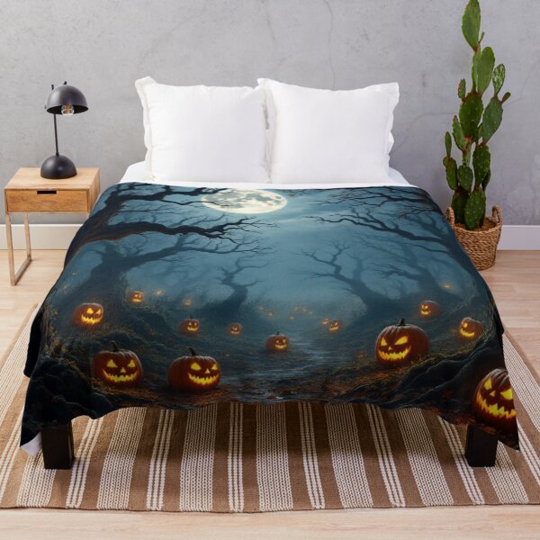 Item preview, Spooky Misty Forest with Twisted Trees and Jack-O’-Lantern Glow designed and sold by Ani-24.