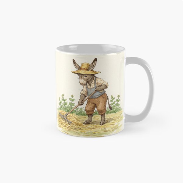 Item preview, Cottagecore Donkey Raking Hay designed and sold by Pasteltone.