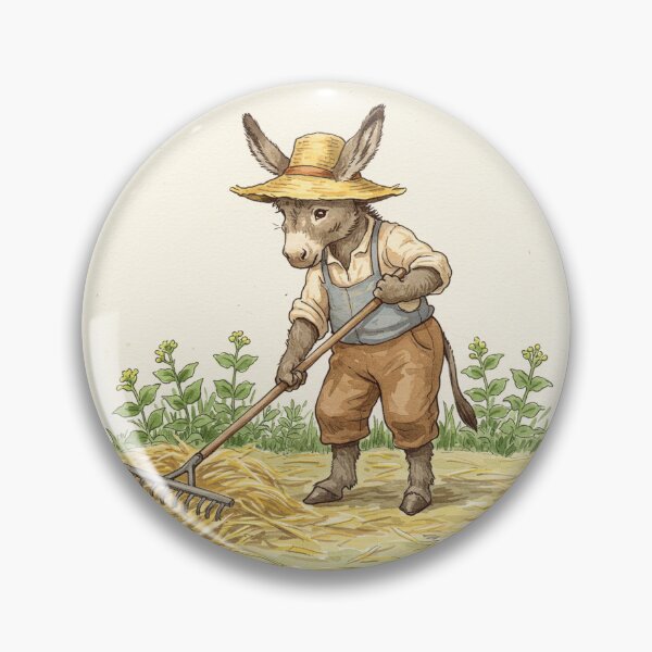 Item preview, Cottagecore Donkey Raking Hay designed and sold by Pasteltone.