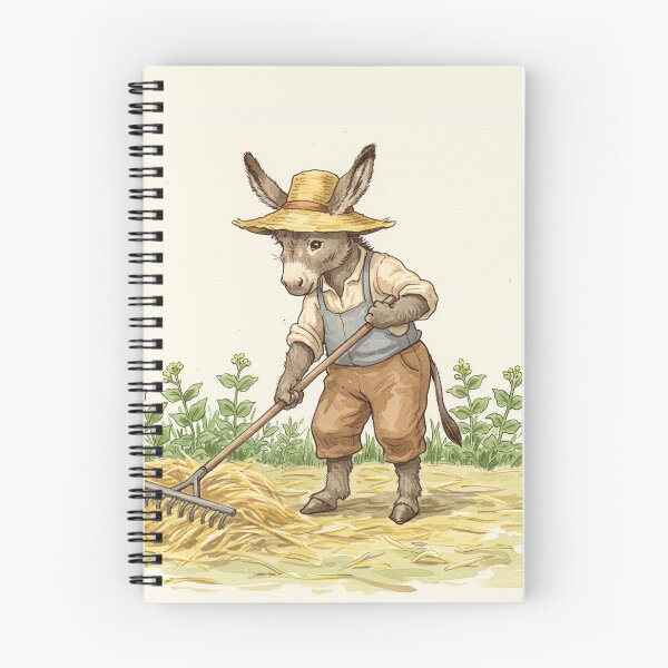 Item preview, Cottagecore Donkey Raking Hay designed and sold by Pasteltone.