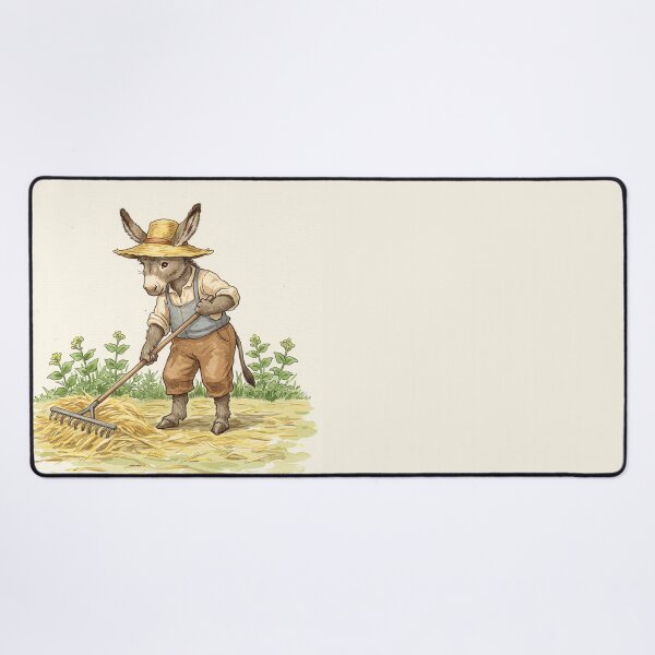 Item preview, Cottagecore Donkey Raking Hay designed and sold by Pasteltone.