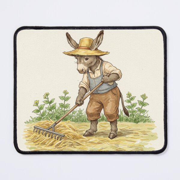 Item preview, Cottagecore Donkey Raking Hay designed and sold by Pasteltone.
