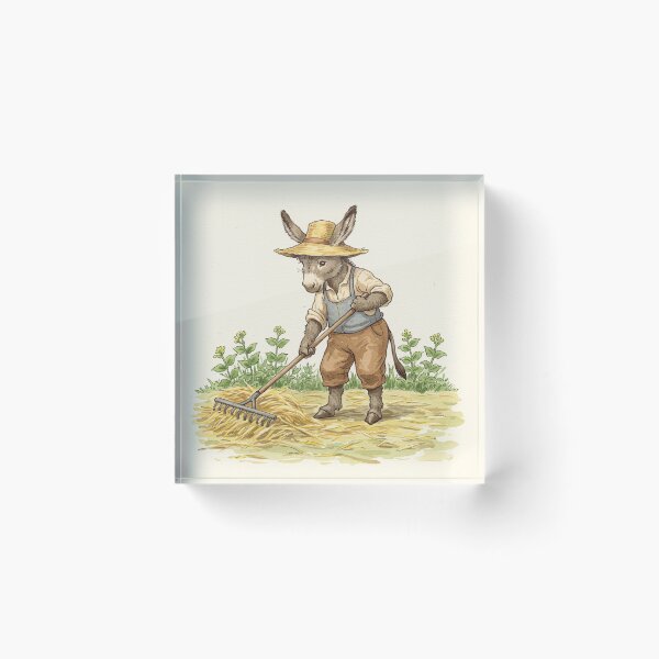 Item preview, Cottagecore Donkey Raking Hay designed and sold by Pasteltone.