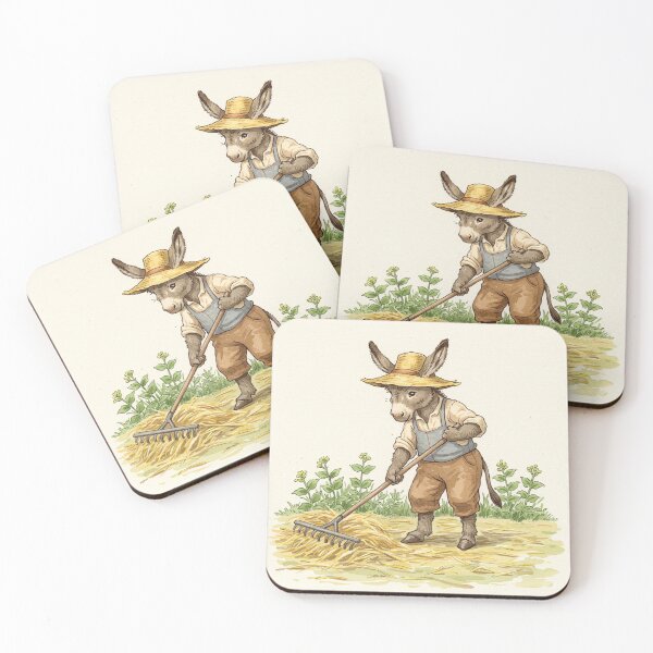 Item preview, Cottagecore Donkey Raking Hay designed and sold by Pasteltone.