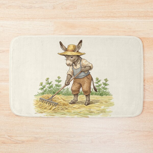 Item preview, Cottagecore Donkey Raking Hay designed and sold by Pasteltone.