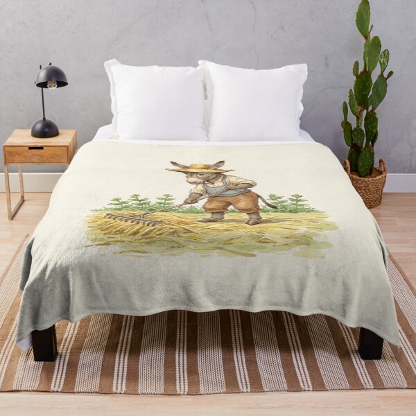 Item preview, Cottagecore Donkey Raking Hay designed and sold by Pasteltone.