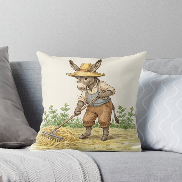 Item preview, Cottagecore Donkey Raking Hay designed and sold by Pasteltone.