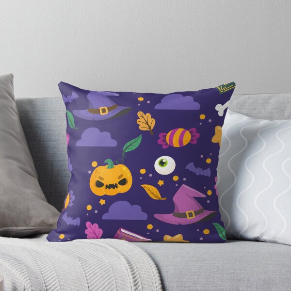 Item preview, Halloween Pattern with Spell Books, Candy & Pumpkin Faces designed and sold by NicolaZhukov.