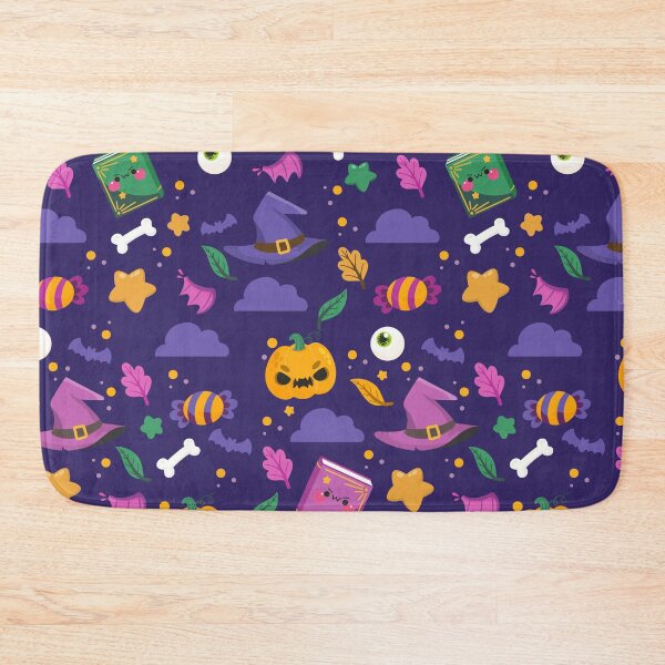 Item preview, Halloween Pattern with Spell Books, Candy & Pumpkin Faces designed and sold by NicolaZhukov.