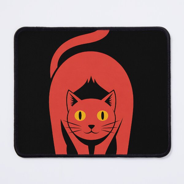 Item preview, Red Scary Cat Minimal Illustration designed and sold by sandrahofer-art.