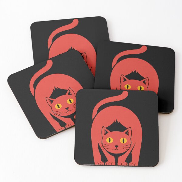 Item preview, Red Scary Cat Minimal Illustration designed and sold by sandrahofer-art.