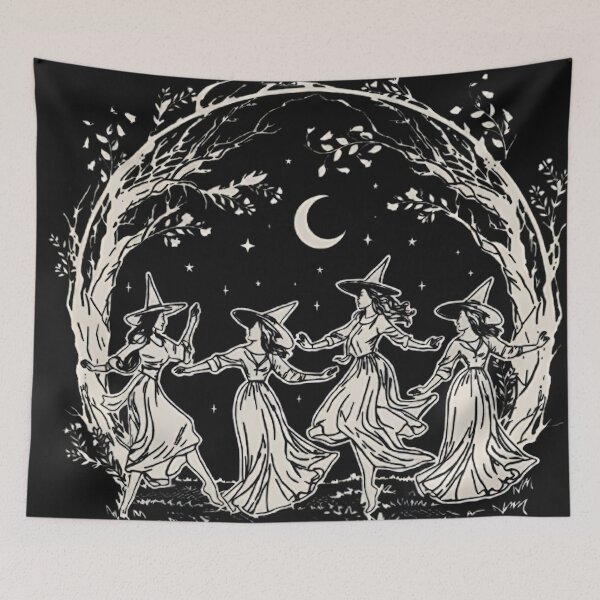 Item preview, Witchy Moon Dance Shirt – Vintage Witches Circle under Crescent Moon designed and sold by rapplges.