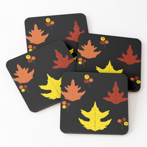 Item preview, Autumn Leaves and Berries on Black  designed and sold by JaygiesDesign.