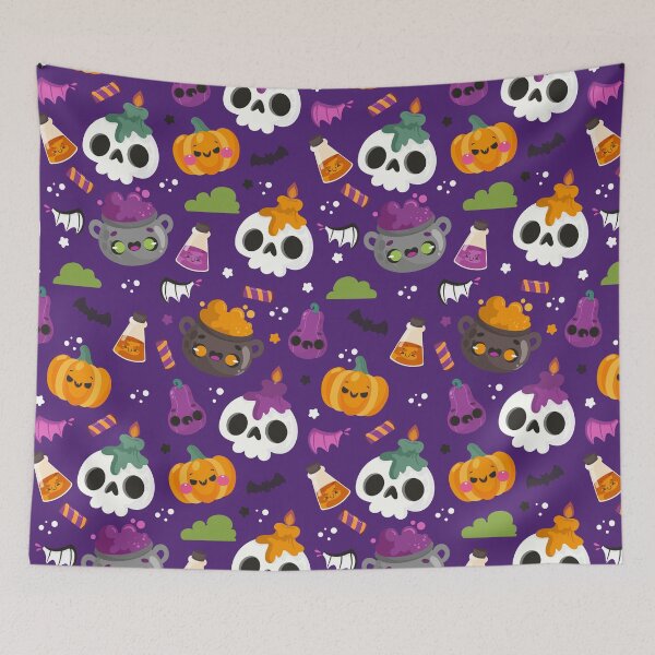 Item preview, Halloween Pattern with Cauldrons, Ghosts & Pumpkin Smiles designed and sold by NicolaZhukov.