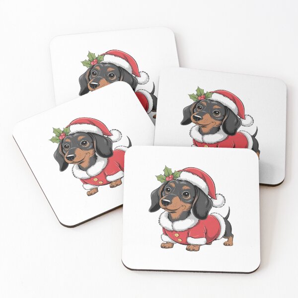 Item preview, Dog Dachshund  in Santa Hat Holly Berry Christmas  designed and sold by SOUFIANE1991.