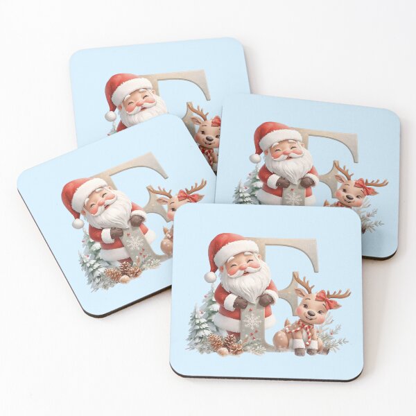 Item preview, Santa & Reindeer Monogram Letter F – Cute Christmas Holiday Alphabet Gift & Decor designed and sold by AmenAlways.