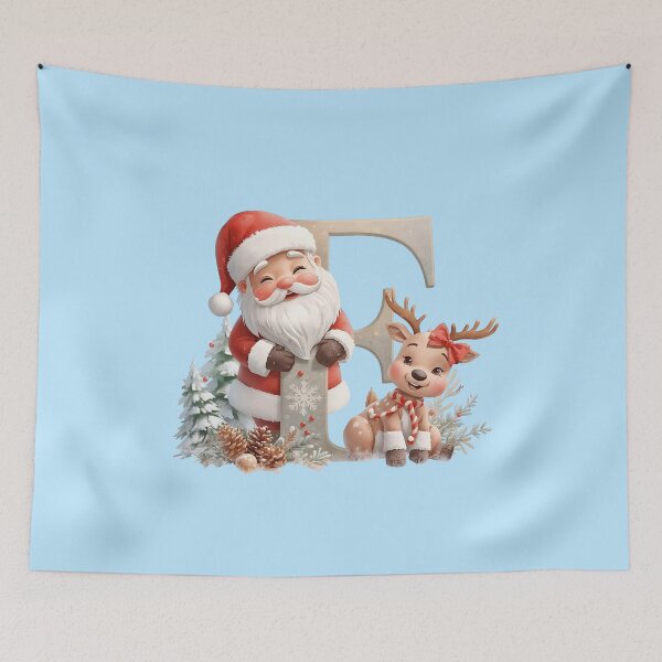 Item preview, Santa & Reindeer Monogram Letter F – Cute Christmas Holiday Alphabet Gift & Decor designed and sold by AmenAlways.
