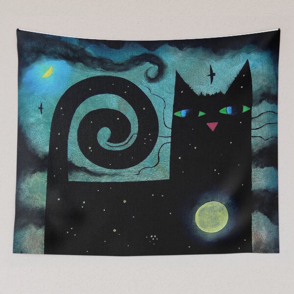 Item preview, Cat Under the Moon by David King  dk_2025sept17b designed and sold by ArtistDavidKing.
