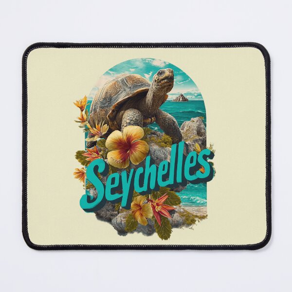 Item preview, Seychelles design – giant tortoise, tropical flowers & island motif designed and sold by Meiersbeste.