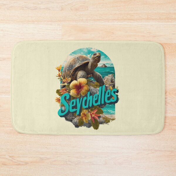 Item preview, Seychelles design – giant tortoise, tropical flowers & island motif designed and sold by Meiersbeste.