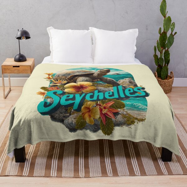 Item preview, Seychelles design – giant tortoise, tropical flowers & island motif designed and sold by Meiersbeste.