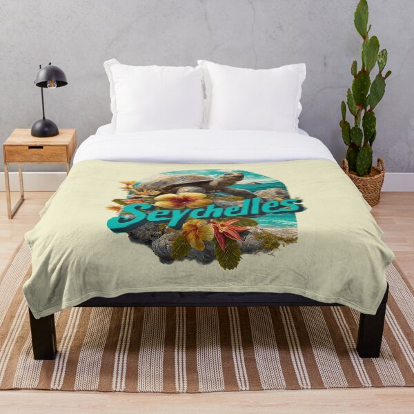 Item preview, Seychelles design – giant tortoise, tropical flowers & island motif designed and sold by Meiersbeste.