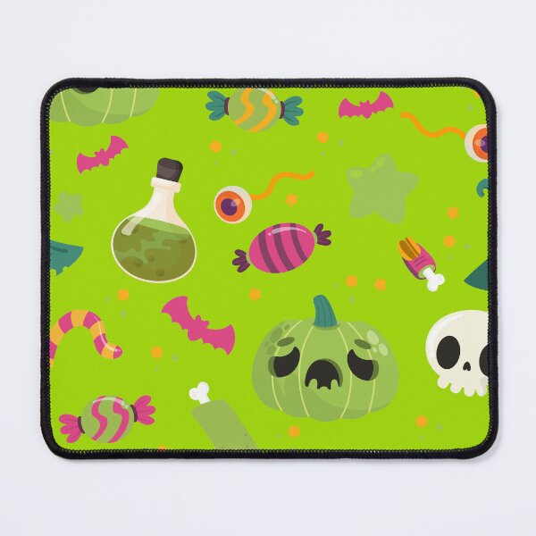 Item preview, Halloween Pattern with Green Pumpkins, Worm Candy & Witch Hats designed and sold by NicolaZhukov.