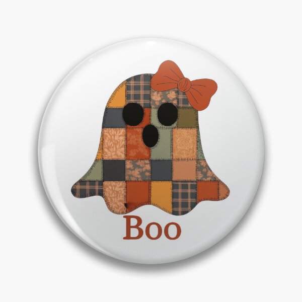 Item preview, Whimsical Patchwork Ghost With Boo Text Halloween designed and sold by RuweisVibes.