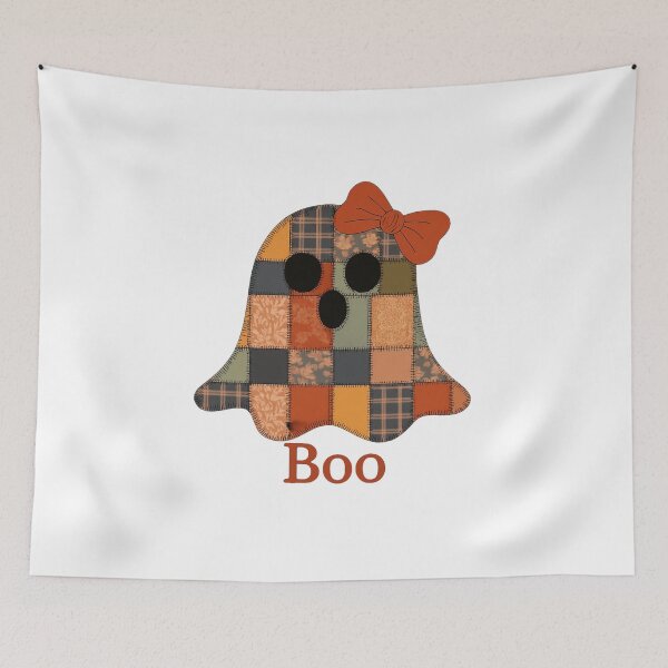 Item preview, Whimsical Patchwork Ghost With Boo Text Halloween designed and sold by RuweisVibes.