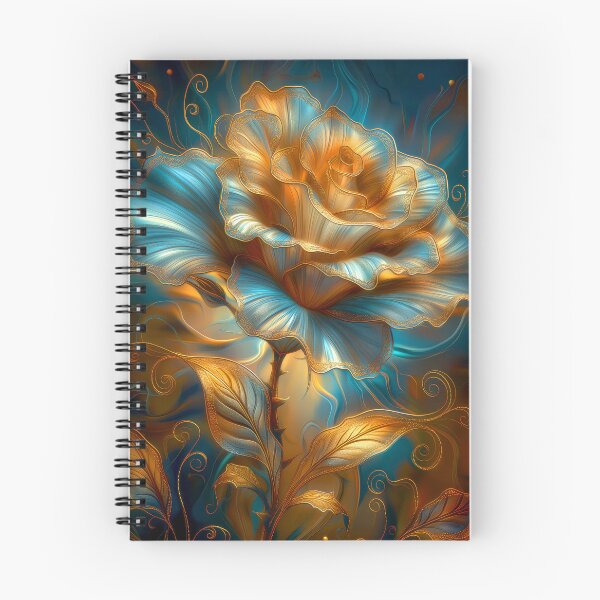 Item preview, Golden Blue Rose on Dark Teal  – Vibrant Fantasy Floral Art designed and sold by MargaretWiktor.