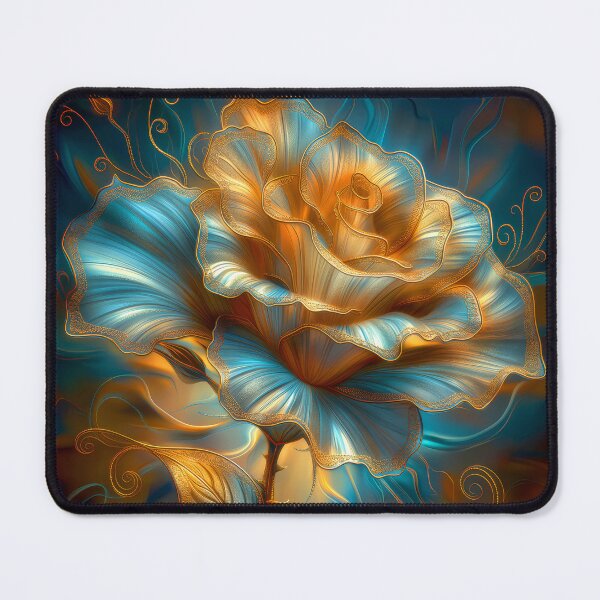 Item preview, Golden Blue Rose on Dark Teal  – Vibrant Fantasy Floral Art designed and sold by MargaretWiktor.