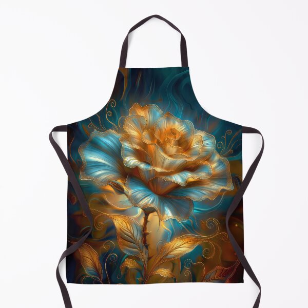 Item preview, Golden Blue Rose on Dark Teal – Vibrant Fantasy Floral Art designed and sold by MargaretWiktor.