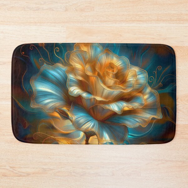 Item preview, Golden Blue Rose on Dark Teal  – Vibrant Fantasy Floral Art designed and sold by MargaretWiktor.