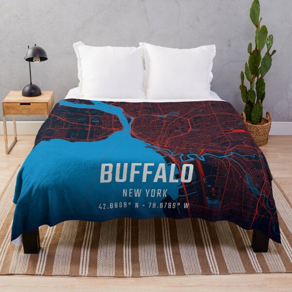 Item preview, Buffalo Red & Blue Minimalist Map designed and sold by HomeLivingCo.