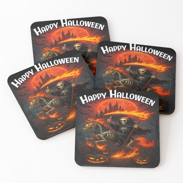 Item preview, Grim Reaper on Skeletal Horse – “Happy Halloween” Gothic Fire Design designed and sold by A-T-H.