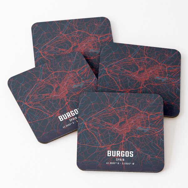 Item preview, Mapa minimalista rojo y azul de Burgos designed and sold by HomeLivingCo.