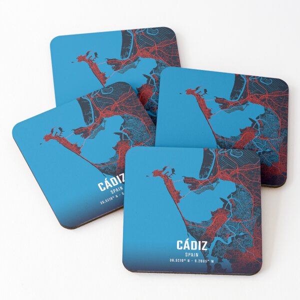Item preview, Cádiz Red & Blue Minimalist Map designed and sold by HomeLivingCo.