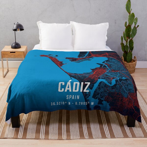 Item preview, Cádiz Red & Blue Minimalist Map designed and sold by HomeLivingCo.